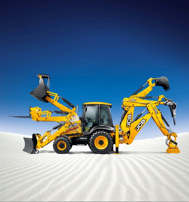 JCB 3CX illustration showing different bucket and boom positions